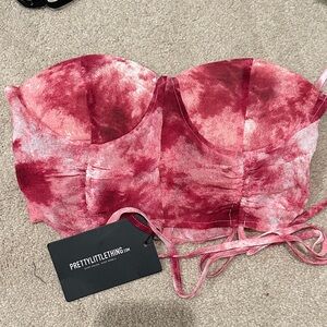 PrettyLittleThing Pink Tie-Dye Bustier